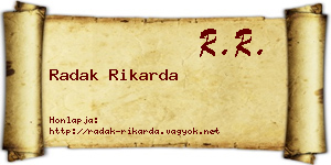 Radak Rikarda névjegykártya